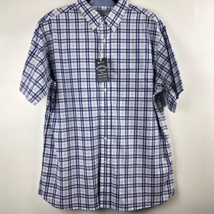Haggar Men’s Casual Dress Shirt Short Sleeve Plaid